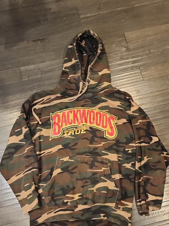 Backwoods Other - Backwoods Men's Camo Hoodie with Yellow & Red Logo